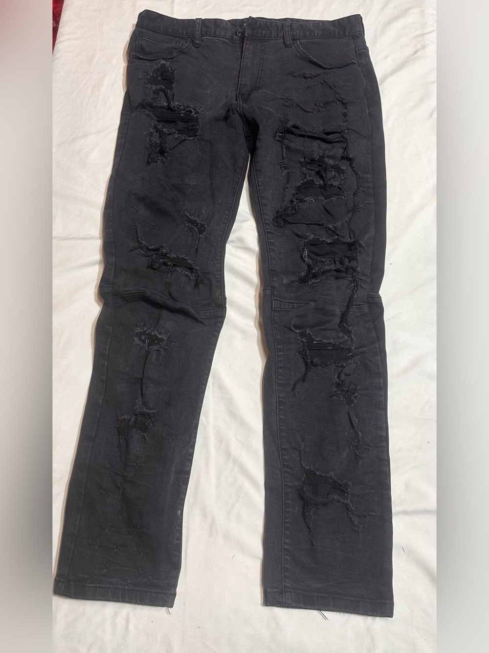 Men's Decibel Skinny Distressed Ripped Black Jeans - Slim Ripped Denim